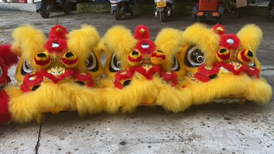 南狮行童狮 双人童狮 儿童醒狮 小狮子 儿童舞狮