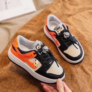 中大童休闲鞋 儿童运动鞋 男童板鞋 男童鞋 2026春秋皮面单里福利新款