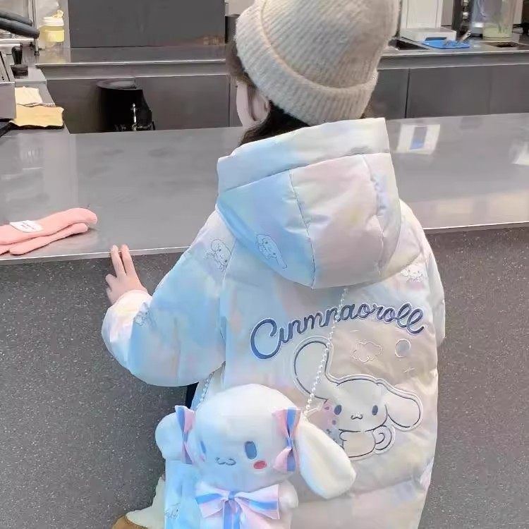 法国Fad Karan女童棉服冬季新款可爱玉桂狗中长款羽绒棉袄棉衣
