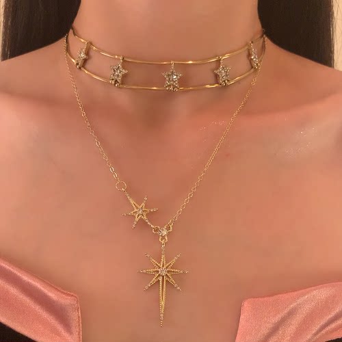 HEY TAO波西米亚复古vintage星星项链女小众高级锁骨链choker颈链