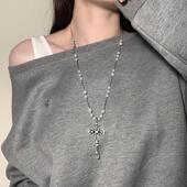 HEY 卫衣链 小众高级感长款 TAO秋冬复古哥特风十字架长款 项链女款