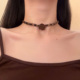 HEY TAO秋冬季 咖色豹纹丝绒花朵choker项链女小众高级感辣妹颈链