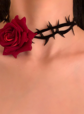 HEY TAO暗夜玫瑰项链女荆棘choker颈链圣诞节项圈拍照装扮配饰品