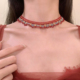 HEY TAO复古红蓝撞色串珠choker新中式 古着项链女国风锁骨链颈链