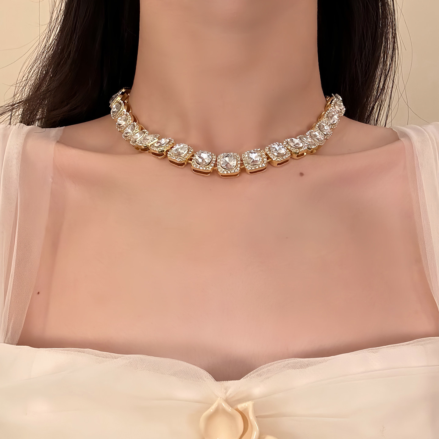 HEY TAO复古方糖满钻choker项链女轻奢精致晚礼服颈链配饰锁骨链,饰品/流行首饰/时尚饰品新,项链,淘宝优惠券,粉丝福利购,淘宝优惠卷