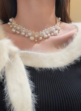 HEY TAO白月光满天星珍珠choker颈链精致小众优雅气质项链配饰女