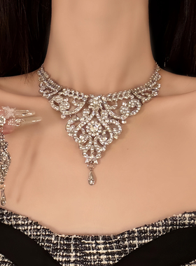 HEY TAO超闪重工奢华满钻choker项链女高级感晚宴礼服配饰锁骨链