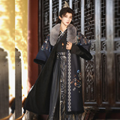 披风劲装 明制大氅斗篷汉服男冬方领半袖 披袄大衣加绒保暖武侠古装