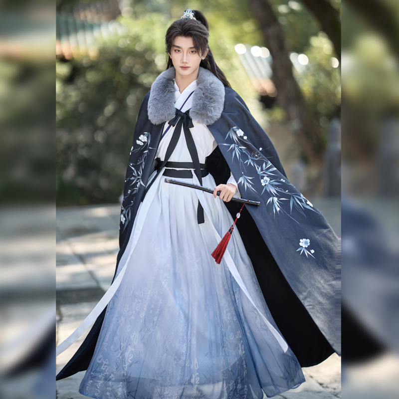2024雪纺精美印花汉服斗篷新品