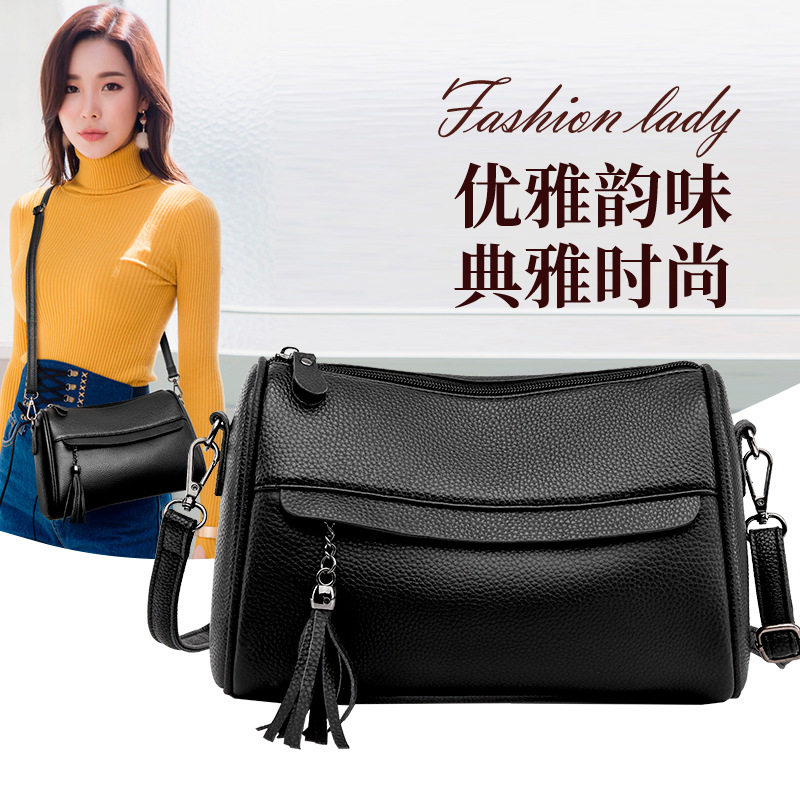潮牌韩版时尚简约妈妈包女新款单肩包休闲软皮斜挎包手提明星包