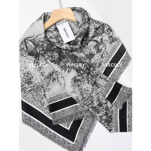 区别市面通货!100%山羊绒/高级感经典老花羊绒围巾披肩围脖披肩