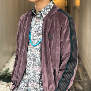 老夫子 Needles 葡萄紫 天鹅丝绒 高级感 蝴蝶夹克 男女同款外套