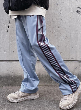 老夫子 needles 24SS 新款 天蓝色 百搭 显瘦高 蝴蝶裤日系运动裤