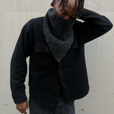 老夫子 vujade 007 新款 羊毛 cleanfit 短款宽松翻领衬衫黑夹克