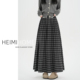 复古黑色格纹百褶半身裙女秋冬加厚学院风格 子裙高腰a字长裙伞裙
