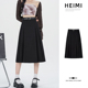 黑色a字西装 裙女春夏秋高腰设计感半身伞裙小个子垂感百褶长裙子
