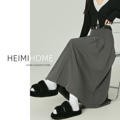 中长款百褶裙a字西装半身裙女