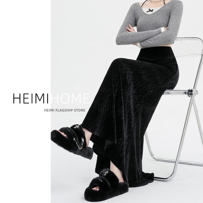 A字鱼尾裙金丝绒半身裙女秋冬