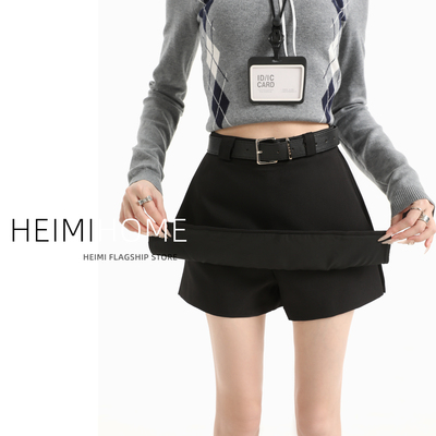春秋高级感侧开叉西装短裙子