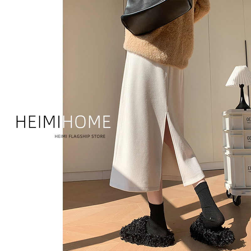 a字裙米白色灯芯绒长裙