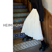 小个子半身裙女春夏秋高腰显瘦垂感百褶裙中长款 大摆褶皱a字裙潮