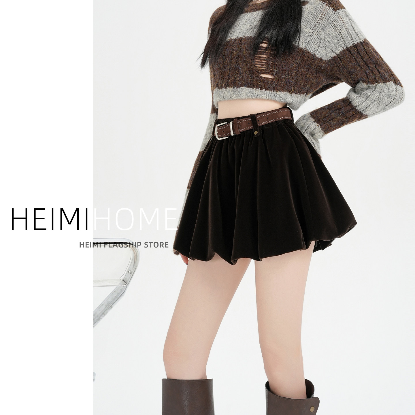 秋冬季加厚金丝绒花苞裙蓬蓬裙