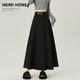 学院风黑色百褶裙女春夏秋高腰垂感大摆伞裙中长款 a字西装 半身裙