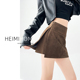 美拉德咖色包臀裙裤 女春秋冬季 小个子麂皮绒a字短裙侧开叉半身裙