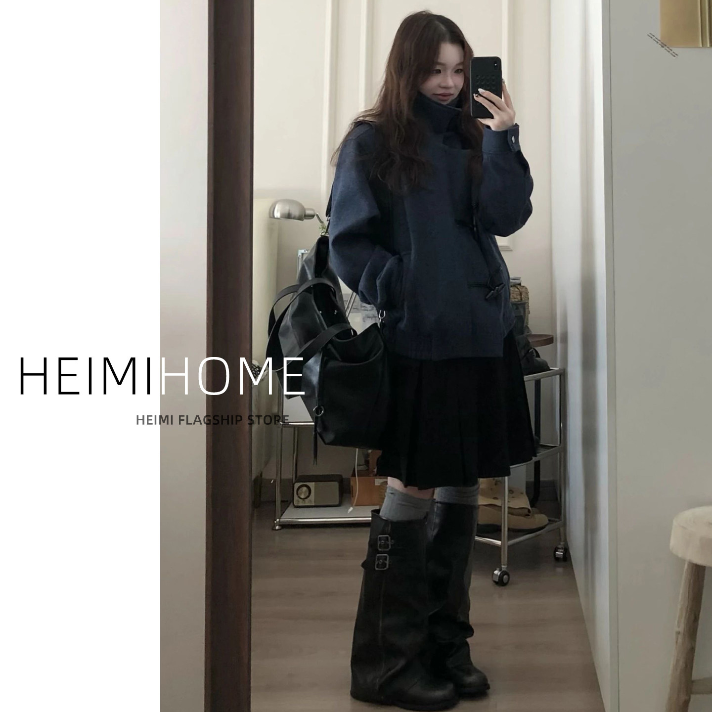 黑色学院风百褶中裙女秋冬季小个子西装半身裙高腰A字压褶五分裙,女装/女士精品,半身裙,淘宝优惠券,粉丝福利购,淘宝优惠卷