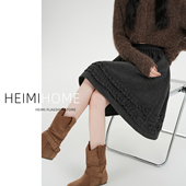 灰色木耳边花苞中裙女秋冬季 高级感A字蓬蓬裙小个子加厚毛呢短裙