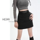 黑色a字短裙女春夏秋冬高腰西装 半身裙小个子高级毛呢直筒包臀裙