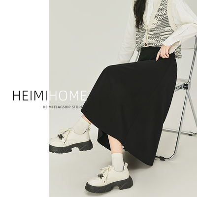 中长款a字裙黑色中长款伞裙女