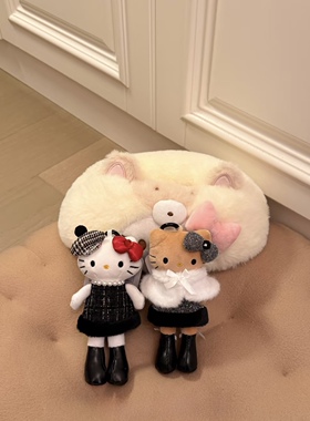 miu系长腿hello kitty包包挂件毛绒秋冬氛围感披肩贵妇小姐钥匙扣
