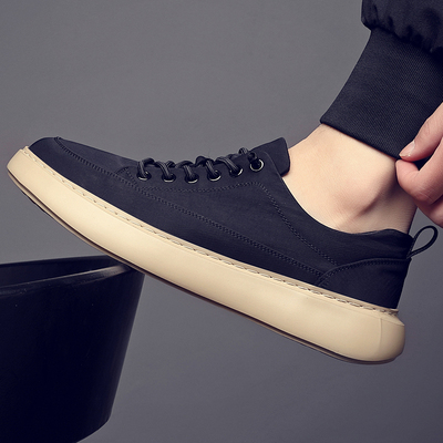 夏季新款帆布男鞋黑色休闲板鞋