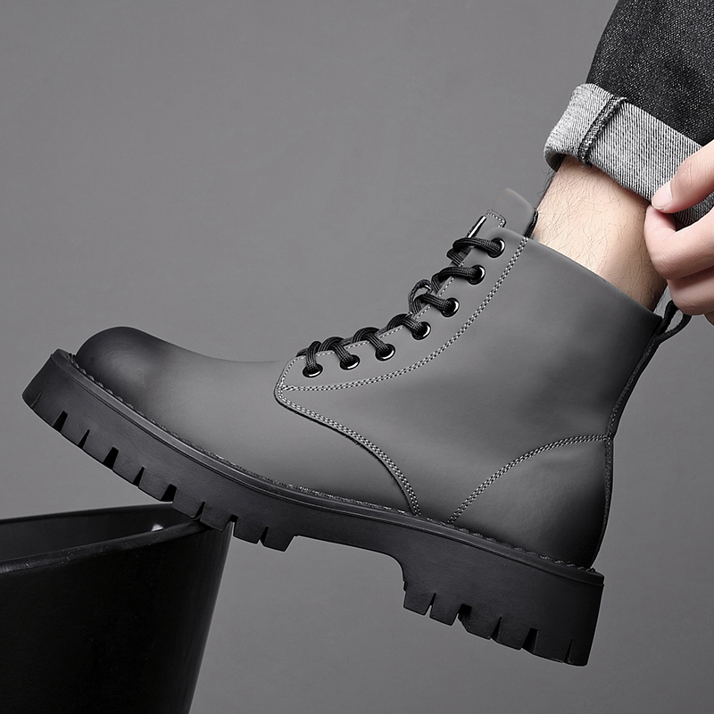 马丁靴男款英伦风高帮休闲皮鞋
