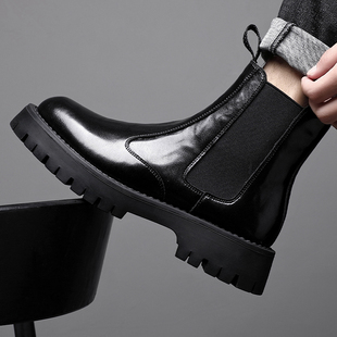 马丁靴男款2025新款秋冬季高帮男鞋真皮靴子切尔西靴时尚休闲短靴