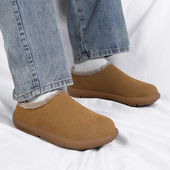 软底平底加厚棉鞋 休闲男鞋 防滑半拖鞋 2025秋冬新款 加绒保暖乐福鞋