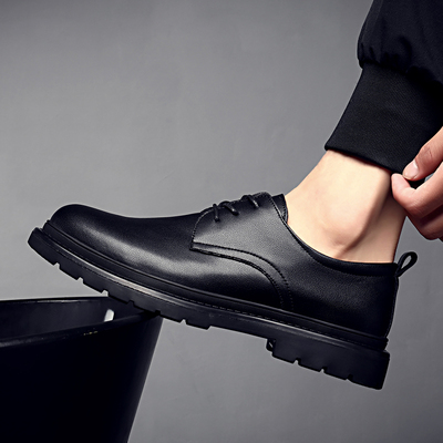 夏季新款真皮商务鞋韩版透气软底休闲皮鞋高级感内增高青年皮鞋男
