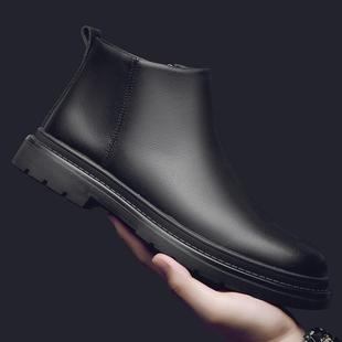 切尔西真皮靴子男士英伦风复古马丁靴男秋冬新款加绒保暖休闲皮鞋