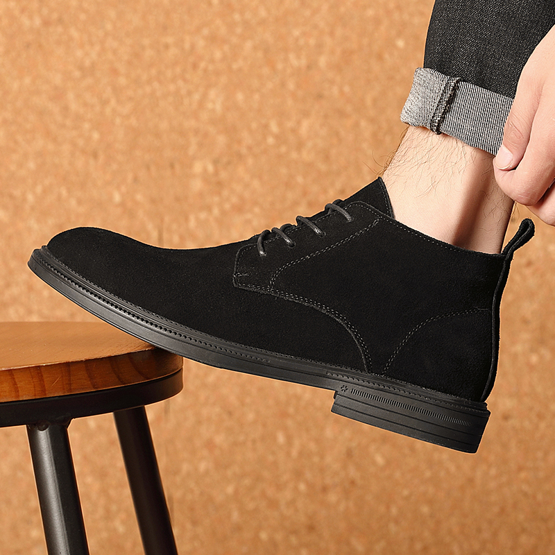 真皮翻毛皮马丁靴男秋冬季