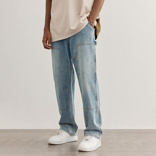 伐木老爹裤 2023新款 美式 型宽松牛仔裤 国潮vintage水洗B0版