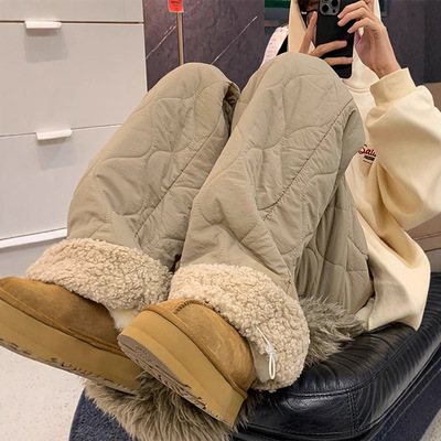 零下40度防寒保暖外穿羊羔绒羽绒裤男加绒加厚东北过冬极寒棉裤子