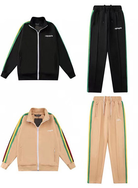 Palm Angles欧美风春秋新款彩虹条休闲男女情侣款街潮夹克外套ins