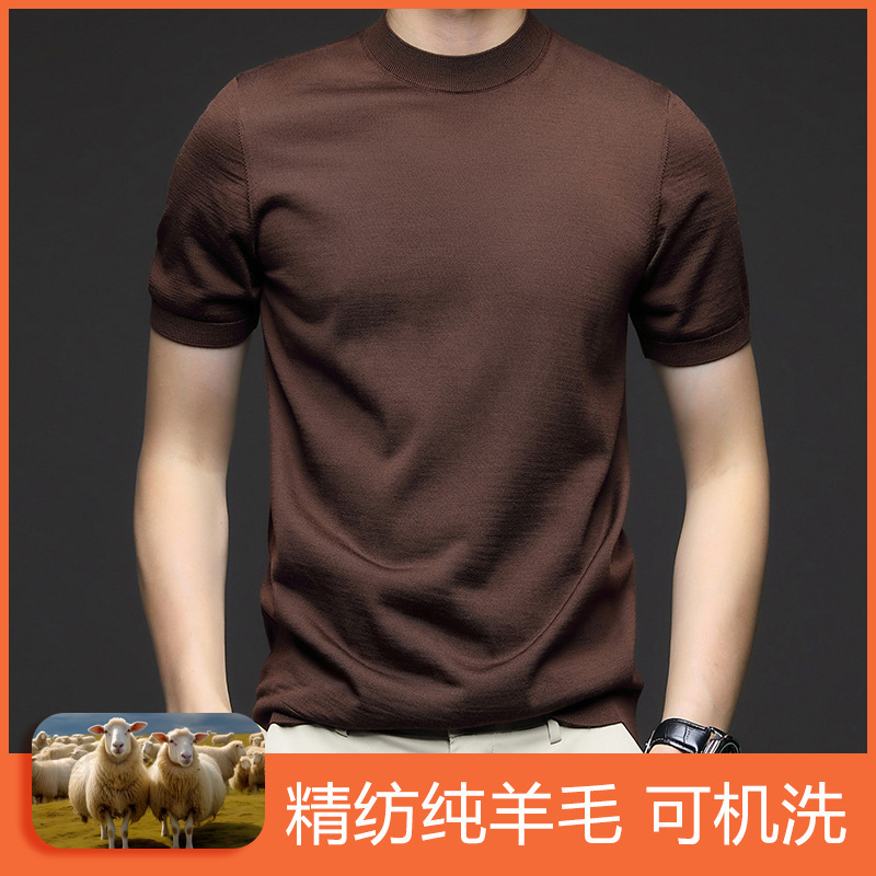 LinM 重磅精纺短袖衫美丽诺纯羊毛高品质T恤230克羊毛短袖