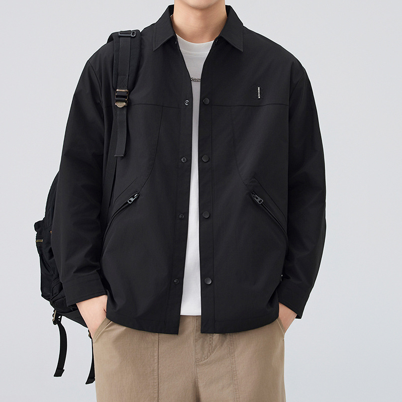 2025秋季新款日系复古工装衬衫休闲潮流宽松纯棉男士长袖衬衣外套