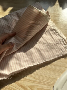 粉白条 宽1.45米左右 纯棉 面料 双层纱布 2米