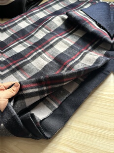 蓝色格子 宽1.45米左右 双面双色 面料 羊毛布料 一米