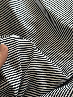 2米 蓝黑色 细条 纯棉针织 汗布 面料（宽1.8米左右）