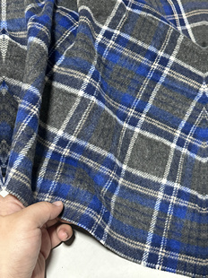 幅宽1.45米左右 毛纺布料8571面料 蓝色灰色格子 2米