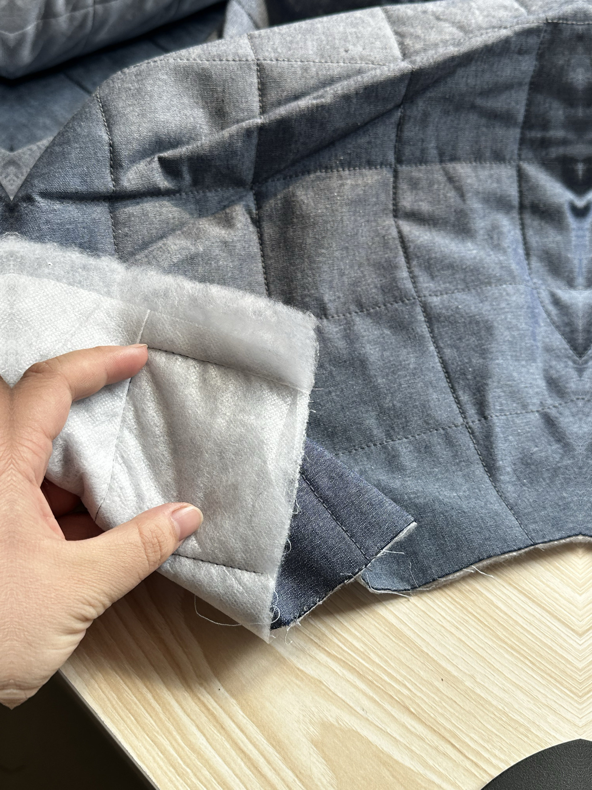 一米 色织麻 牛仔色 夹棉布料 面料（宽1.45米左右）
